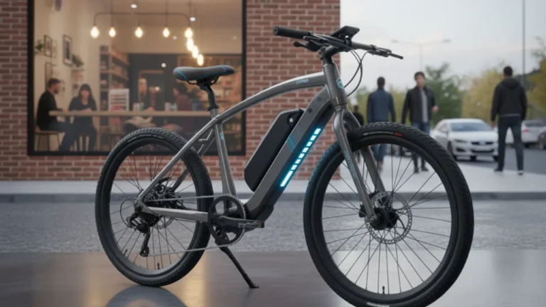 Hero Electric Cycle with glossy metallic finish displayed in modern showroom