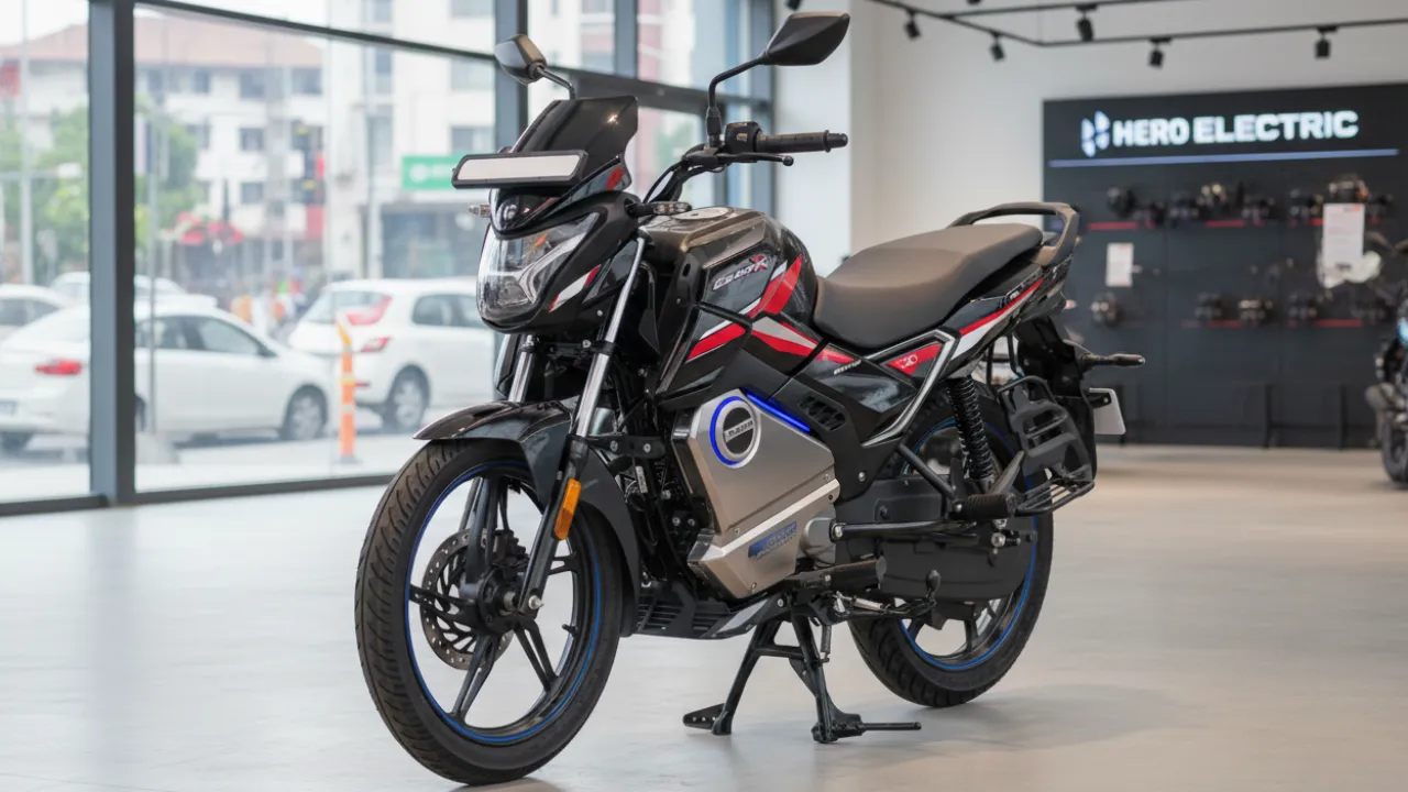 Hero Glamour Electric motorcycle parked in city road
